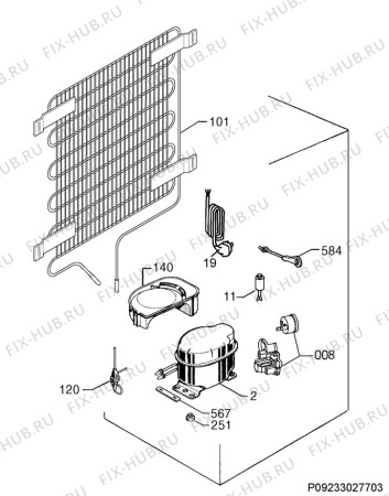 Взрыв-схема холодильника Zoppas PBA14420SK - Схема узла Cooling system 017